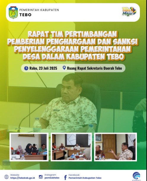 RAPAT TIM PERTIMBANGAN PENGHARGAAN DAN SANKSI PEMERINTAHAN DESA DIGELAR DI KABUPATEN TEBO